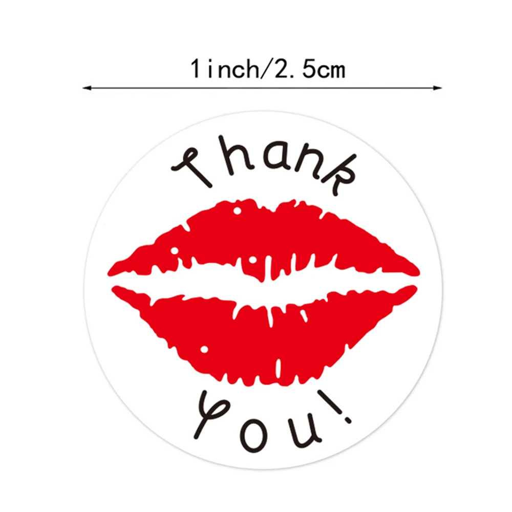 50-500pcs Lips Thank You Stickers Round Seal Labels Handmade Sticker For Candy Gift Box Packing Bag Wedding Thanks Stickers