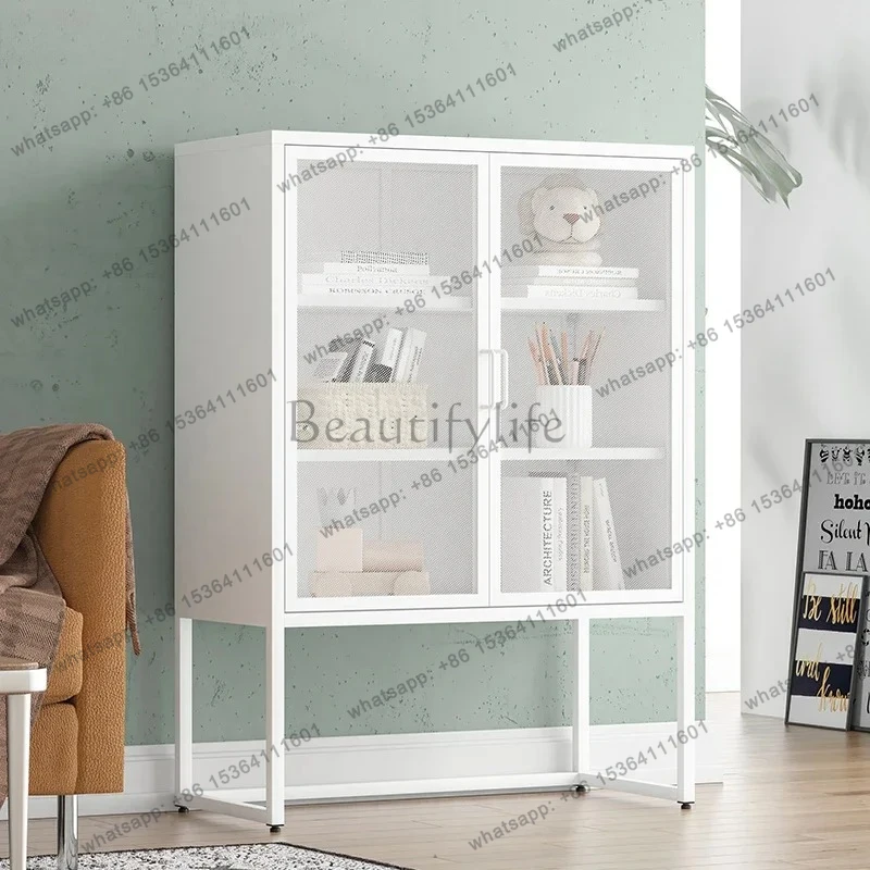 Nordic light luxury meal side cabinet wine cabinet glass door display cabinet living room against the wall layered shelf