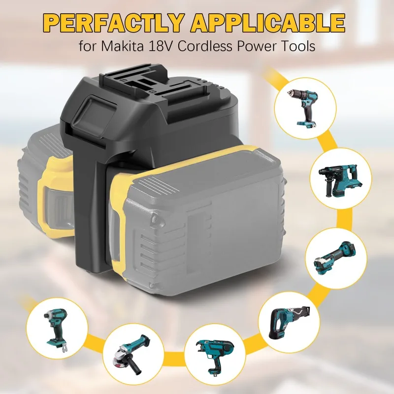 Adaptador de bateria ALASICKA 2 em 1 para 2 pacotes para baterias de íon-lítio Dewalt 20V Converter para funcionar para Toos de energia sem fio Makita 18V