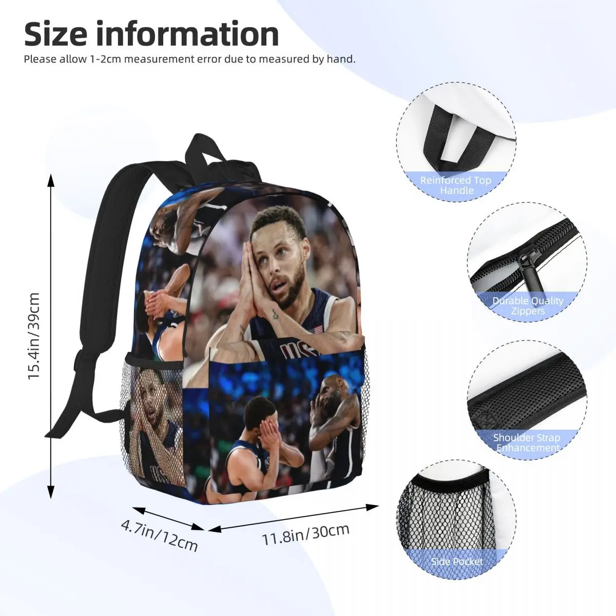 Curry Good Night Paris New Fashion High Capacity Waterproof College Backpack Trendy Laptop Travel Book Bag 15inch