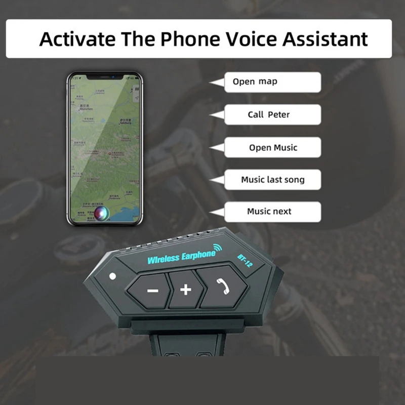 أفضل سماعات بلوتوث لاسلكية للخوذات ركوب الدراجات النارية الكهربائية تلقي المكالمات BT12 خوذة سماعات بلوتوث
