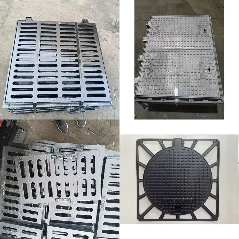 for Heavy Ductile Iron Manhole Cover EN124 F900 D400 High Strength Coating Surface Square Round Sewer Cover