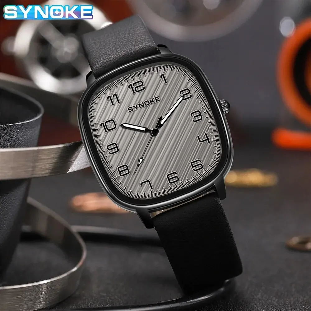 SYNOKE Men Quartz Watch Fashion Simple Business Belt Quartz Watch For Men Watch Student Wristwatch Sports Non Mechanical