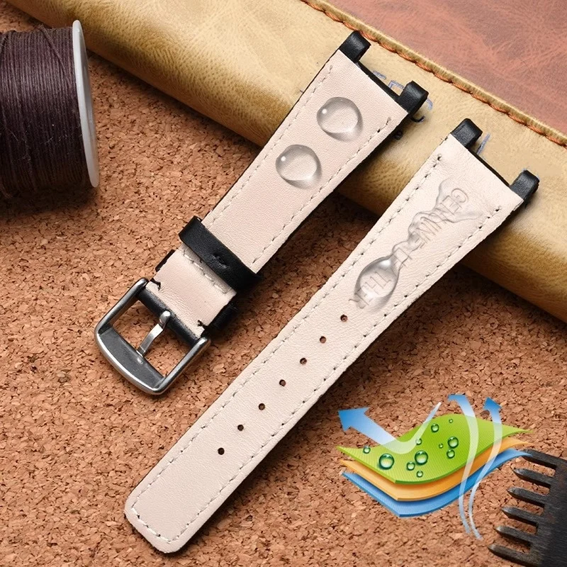 Para gucci ya1332 1333 1335 pulseira de relógio de couro especial preto marrom pulseira fivela de aço inoxidável 20-12mm