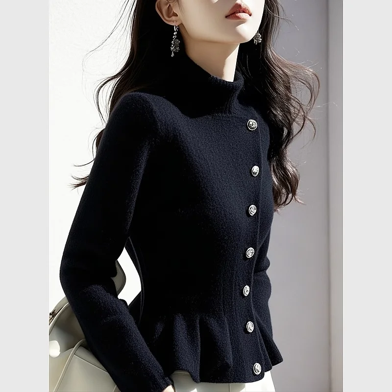 

Chic and Unique Sweater Black Sweater Women's Design Knitted Tops