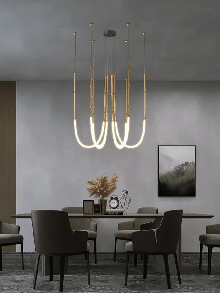 

Creative Chandelier Line With C-shaped Ceiling Lamp Decor Living Room Showroom Hanging Lights Staircase Villa Loft Living Room