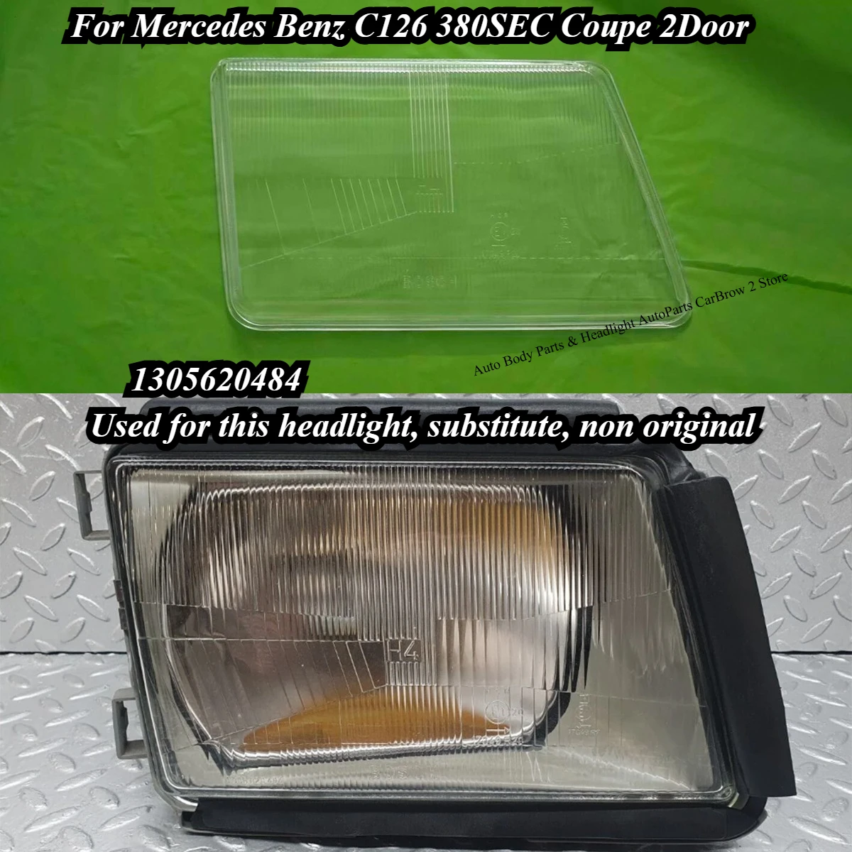 Left and Right Clear Headlight Lens Glass Cover Fit For Mercedes Benz C126 380SEC Coupe 2Door Fit 1305620484 Headlamp Lens Shell