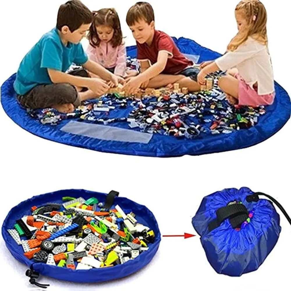 1pc draagbare speelgoedopbergtas met speelkleed, gemakkelijk schoon te maken organizer voor kinderblokken, ideaal voor thuis of reiscadeau - afbeelding 2