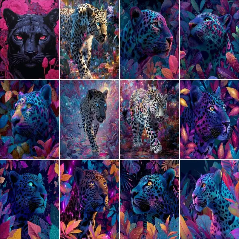 

GATYZTORY Paint By Number Leopard Animal Drawing On Canvas HandPainted Art Gift DIY Pictures By Number Kits Home Decor