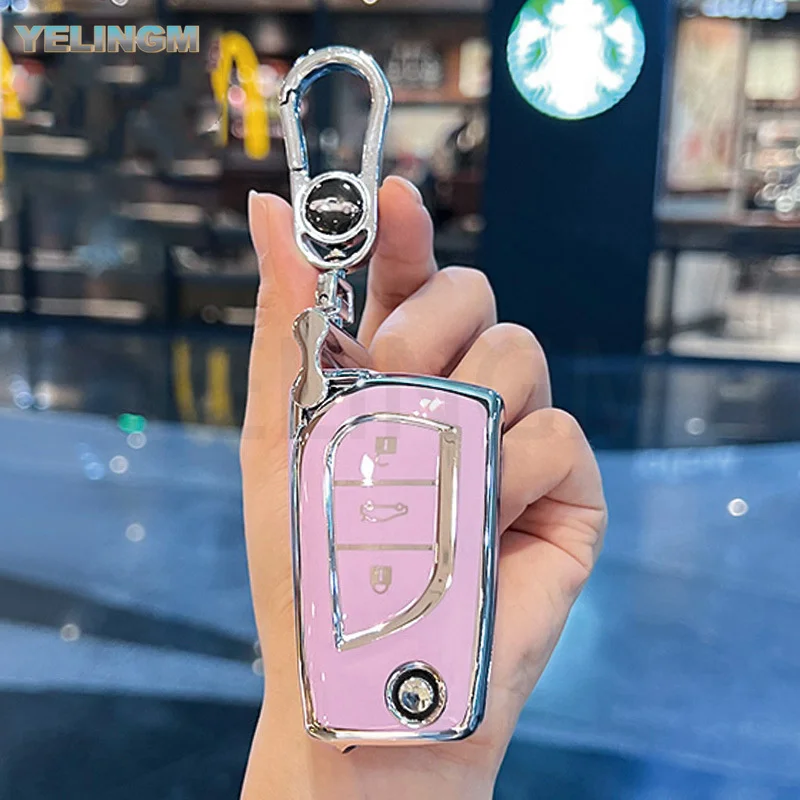 Remote Key Cover For Toyota Camry 70 Aygo X Cross Yaris Prius Verso C-HR Clicker Corolla Rav4 Keychain Protect Knife Caps