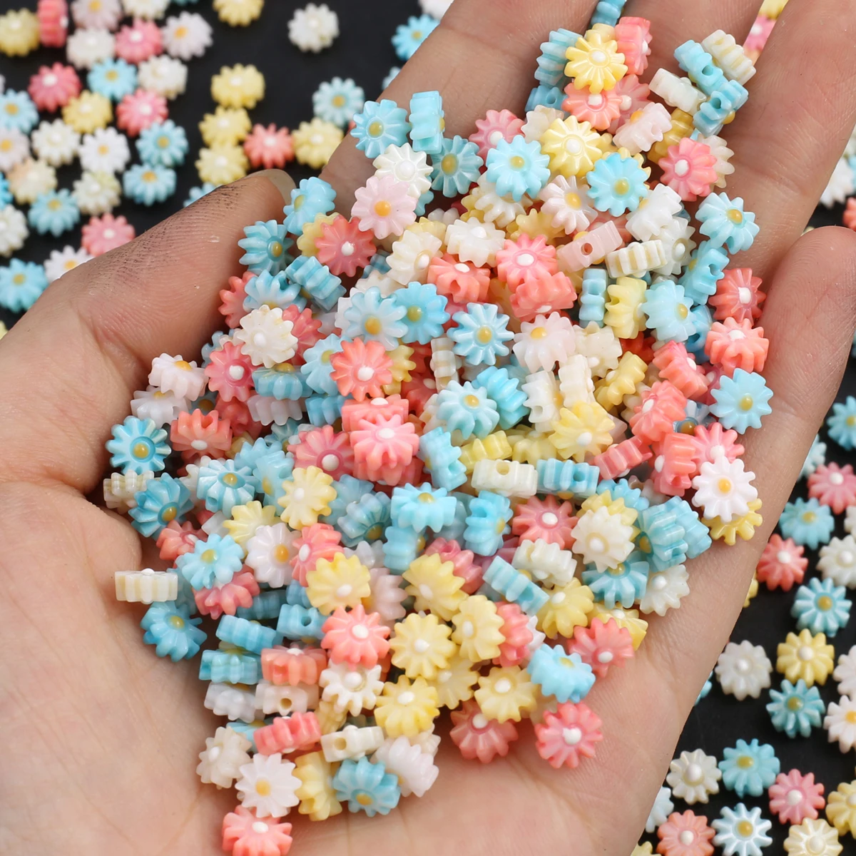 5PCS 6/8/10/12mm Chrysanthemum-shaped Through-Hole Beads Colored Natural Shell Beads for Jewelry Making DIY Necklaces Bracelets