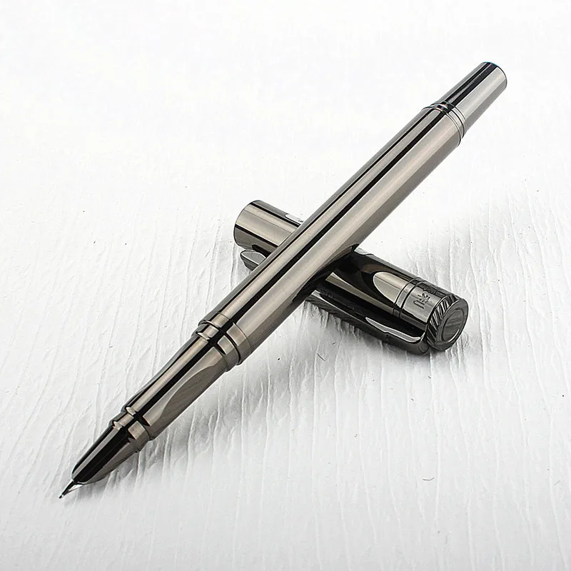 Metallgrauer Füllfederhalter, extra feine 0,38-mm-Spitze, sanftes Schreiben, nachfüllbare blau-schwarze Tintenpatronen, inklusive Tinten-Nachfüllkonverter – Detail 5