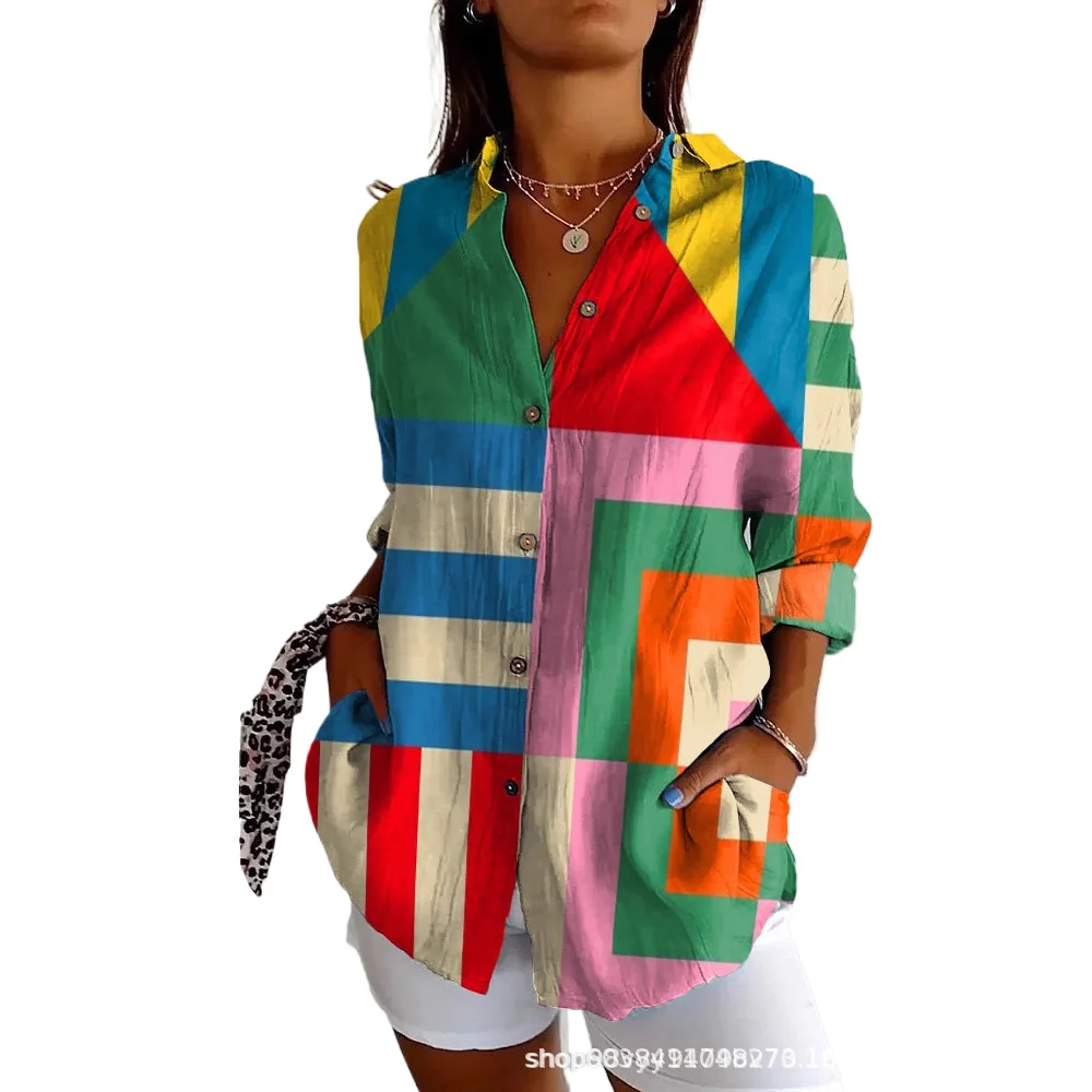 

Рубашки с цветным принтом, женские модные модные цветные правописания, популярный стиль, однобортные женские рубашки с длинными рукавами, топы, одежда для поездок на работу