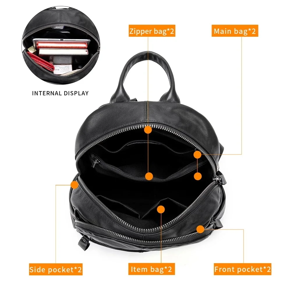 Woman Bag 100% Leather Laptop Backpacks Schoolbag Anti-theft Backpack Waterproof Bags for Women Mochila Outdoor Travel Bags