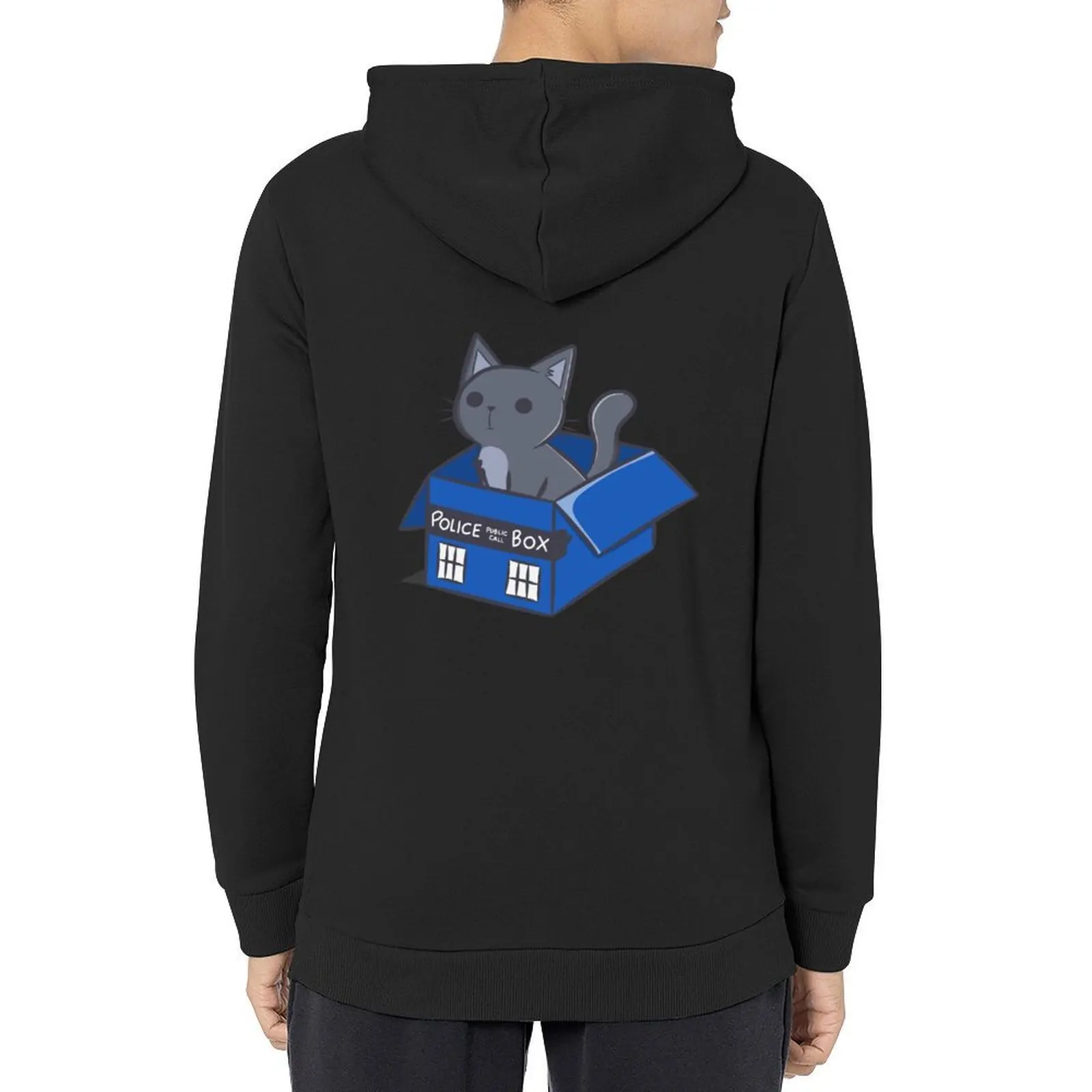 

Cat In a Blue Box Hoodie anime clothing anime clothes aesthetic clothing winter clothes men's oversize hoodie
