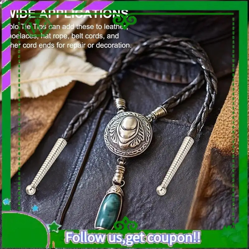 

Latest-Bolo Tie Tips, 2 Inch Long Alloy Bolo Tie Supplies Replacement Cord End Caps 5Mm Diameter For DIY Crafts Clothes Decor