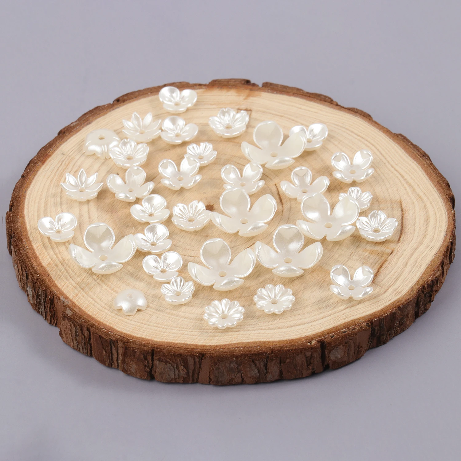 50pcs 100pcs ABS Flowers Imitation Pearl Material Loose Beads Caps for DIY Bracelets Necklaces Jewelry Making Supplies