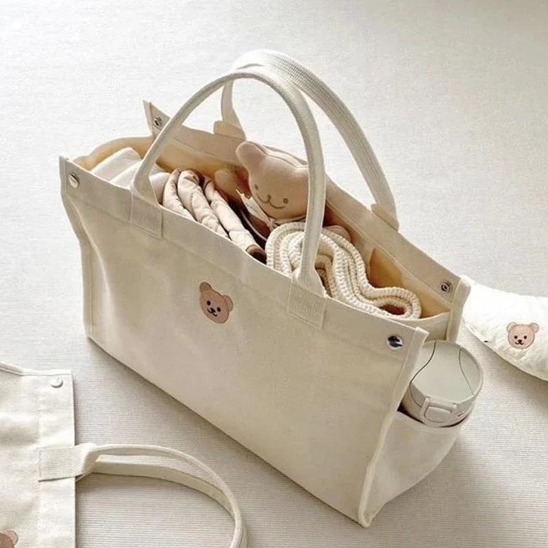 حقيبة الأم متعددة الوظائف وسعة كبيرة في الهواء الطلق حقيبة الأم والطفل حقيبة قماش محمولة باليد حقيبة تخزين للأطفال #4
