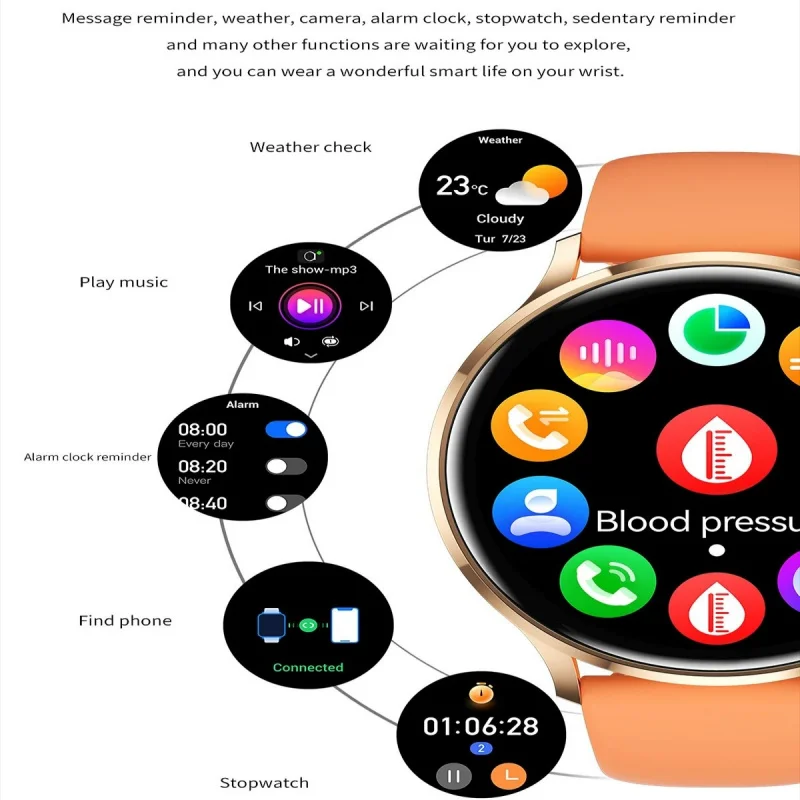Reloj inteligente con asistente de voz para hombre, reloj inteligente deportivo con pantalla completamente táctil y Bluetooth, rastreador deportivo, Monitor de salud, relojes para mujer