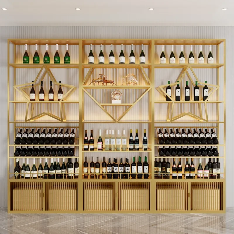 

Buffet Shelf Liquor Wine Rack Bar Salon Club Unique Metal Wine Cabinets Drink Commercial Modern Armoire Display Cabinet