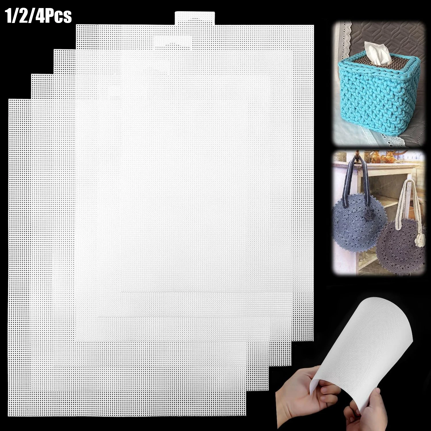 1-4Pcs Plastic Canvas Sheets 14Count Plastic Mesh Fabric Plastic Cross Stitch Canvas Eye Mesh for Embroidery DIY Handicraft Knit