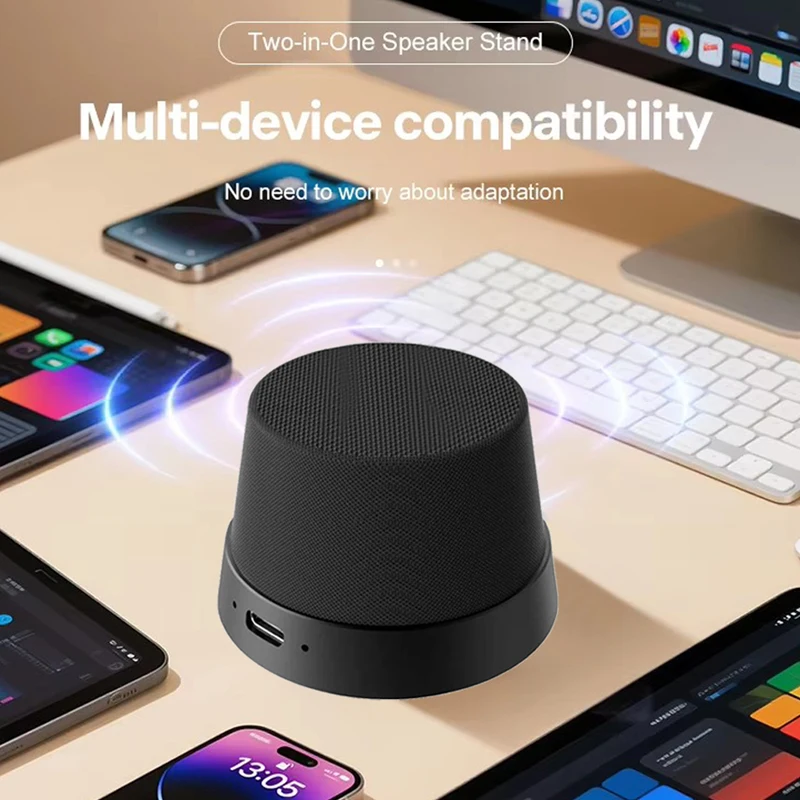 Multifunctional Magnetic Bluetooth Speaker Portable Mini Wireless Speaker with Fabric Stand for Cell Phone Computer Outdoor Use view 2