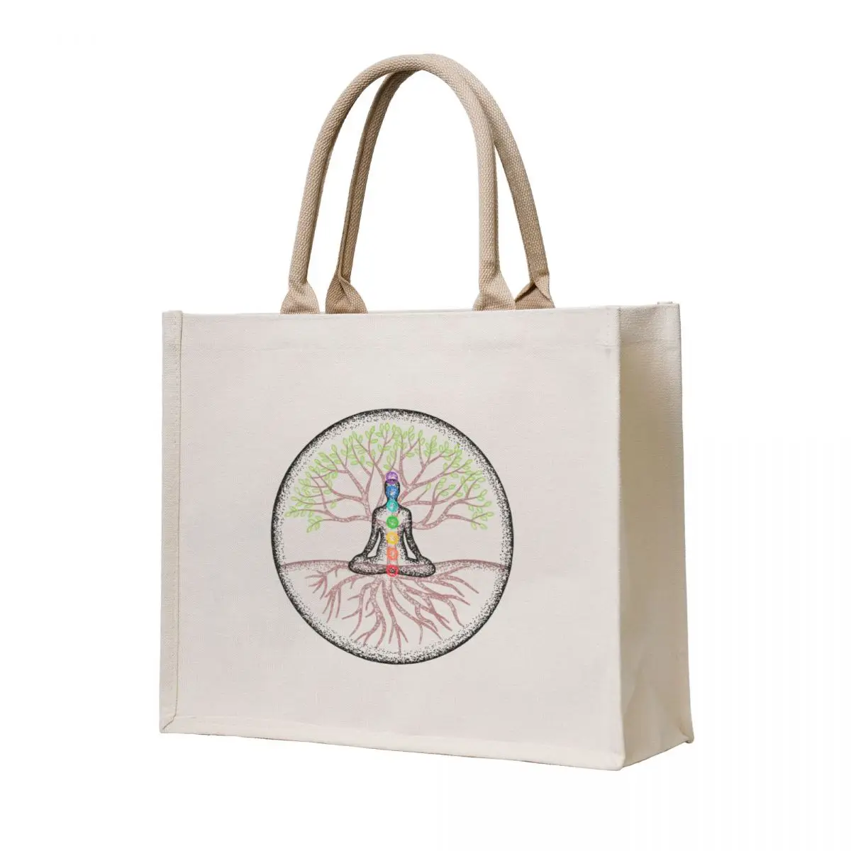 

Stipple Art Chakra Meditation Tree Tote Bag custom bags tote bags aesthetic shopping cart bags handbag