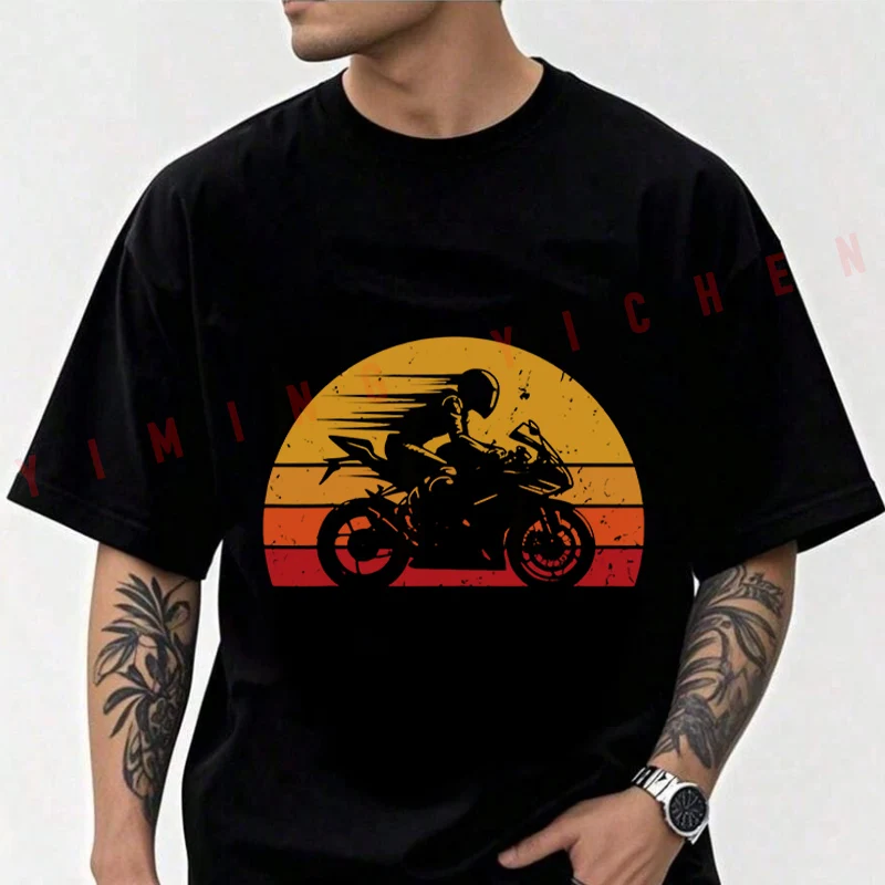 T-shirt vintage rétro Racing Gril pour hommes, en coton, décontracté, confortable, à manches courtes, pour l'été