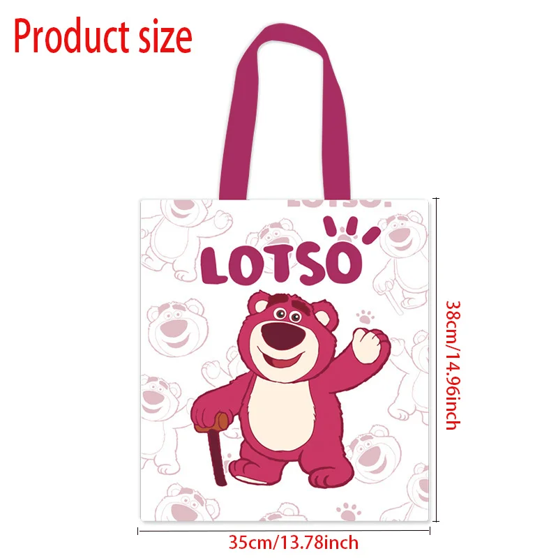 Disney lotso cartoon carrying canvas bag Cute strawberry bear emoji bill shoulder bag,