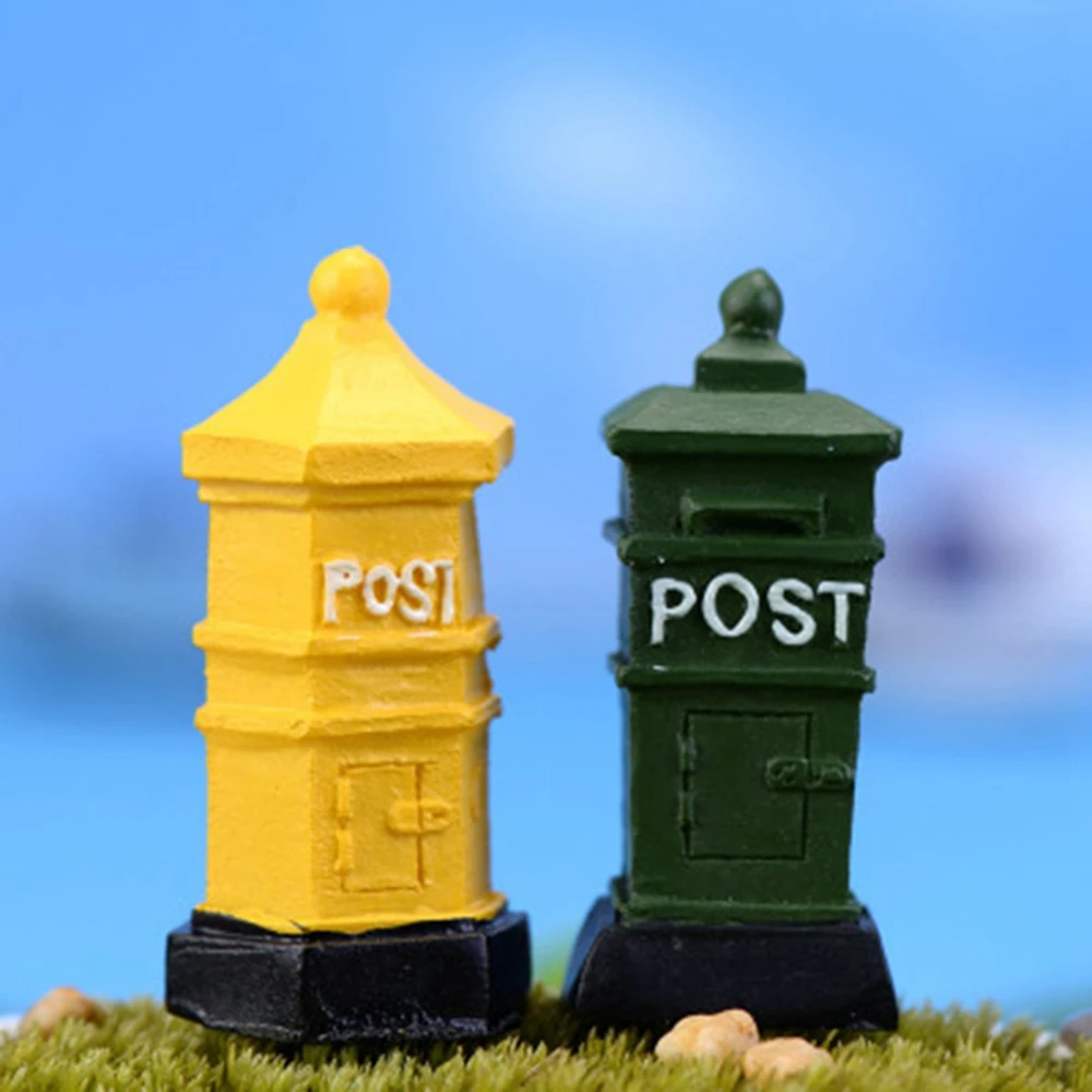 Lovely Mini Postbox Figurines Retro Miniature Mail Box Statues Exquisite Home Decor Toy Gifts For Children