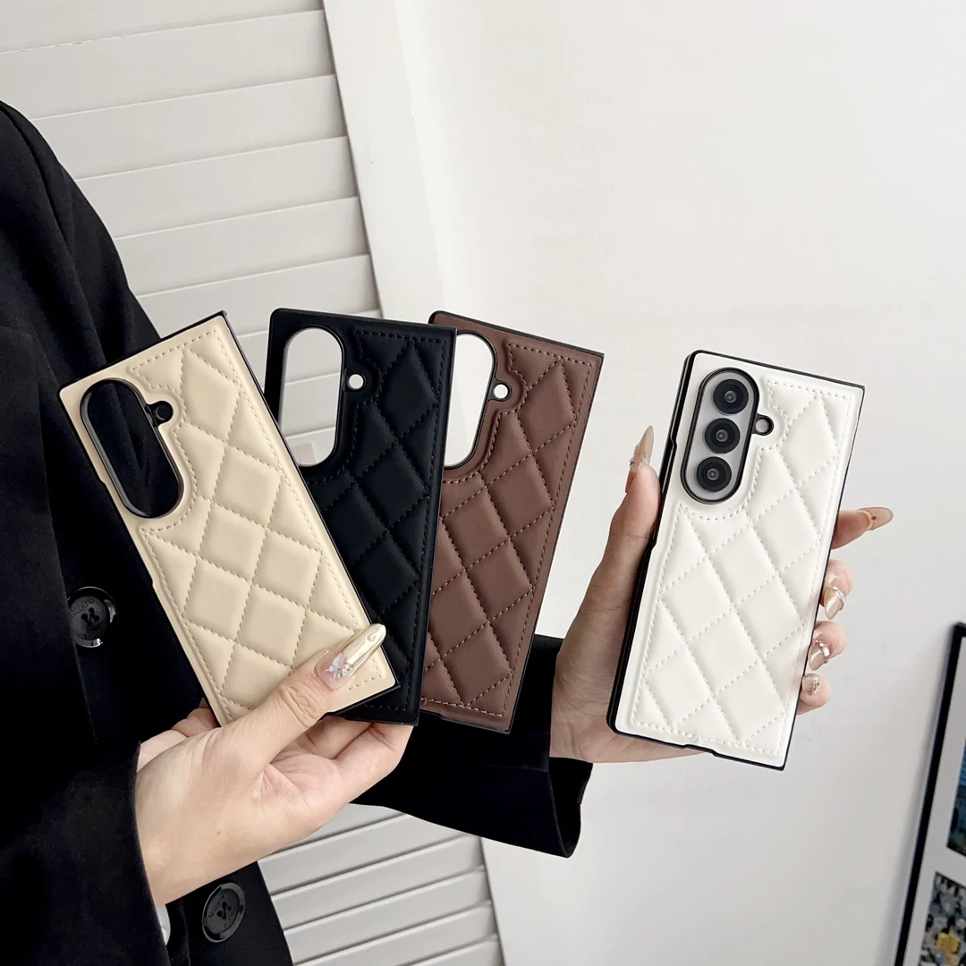 

Luxury 3D Grid Leather Case For Samsung Galaxy Z Fold 5 Z Fold 6 Z Fold 7 Protective Shell Phone Cover For Samsung Z Fold6 Fold7