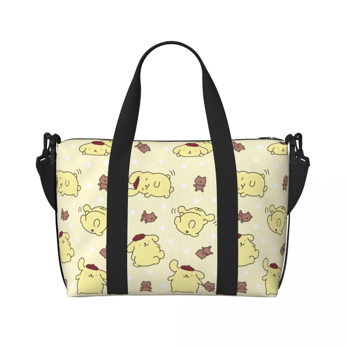مخصص كبير Pompompurin حمل حقيبة المرأة الكلب أنيمي الكتف التسوق رياضة الشاطئ حقيبة السفر