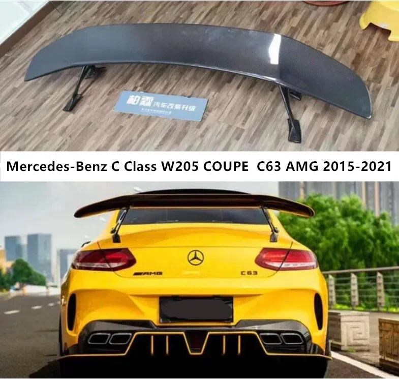 CARBON FIBER REAR WING TRUNK LIP TAIL SPOILER FOR Mercedes-Benz C Class W205 COUPE C63s AMG 2016-2021 GT STYLE