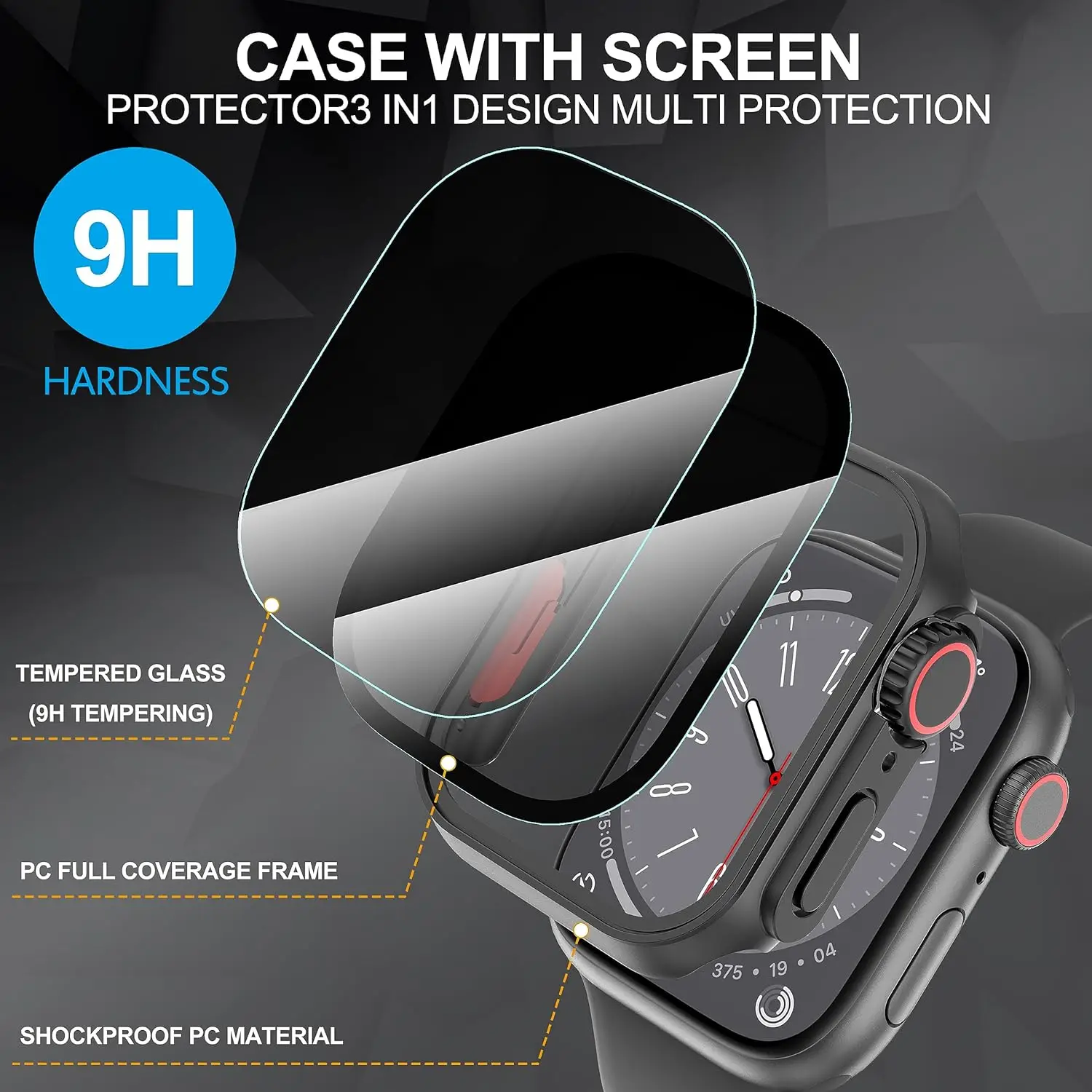 Privacy + Glazen Hoes Voor Apple Watch 40Mm 41Mm 44Mm 45Mm Anti-Spy Screen Protector Beschermende Film Voor Iwatch Serie 9/8/7/6/5/Se