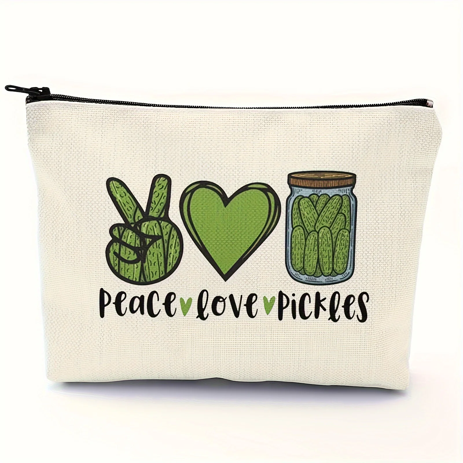 Bolsa de maquillaje A Peace Love Kimchi: bonita bolsa multifuncional con cremallera para mujer, bolsa para guardar joyas
