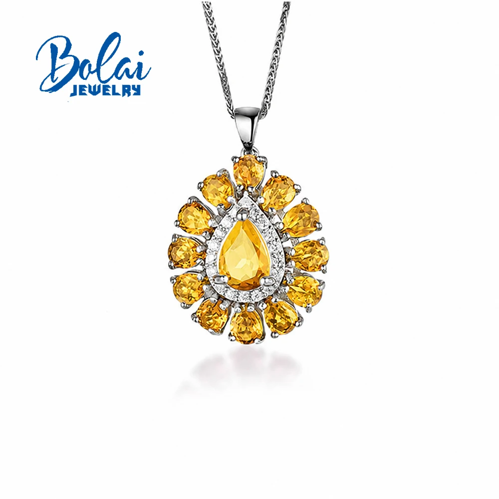Light Luxury 925 Sterling Silver Women Necklace Natural Citrine November Birthstone Fine Jewelry For Anniversary Festival Gift