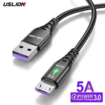 USLION 5A câble Micro USB charge rapide téléphone portable Micro USB cordon pour Xiaomi Android LED éclairage USB chargeur câble de données