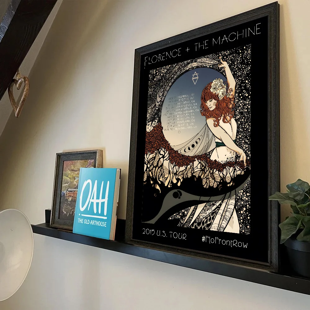 مغني البوب فلورنسا وآلة الموسيقى المشارك ذاتية اللصق الفن ورقة مقاومة للماء ملصق مقهى بار غرفة جدار ديكور