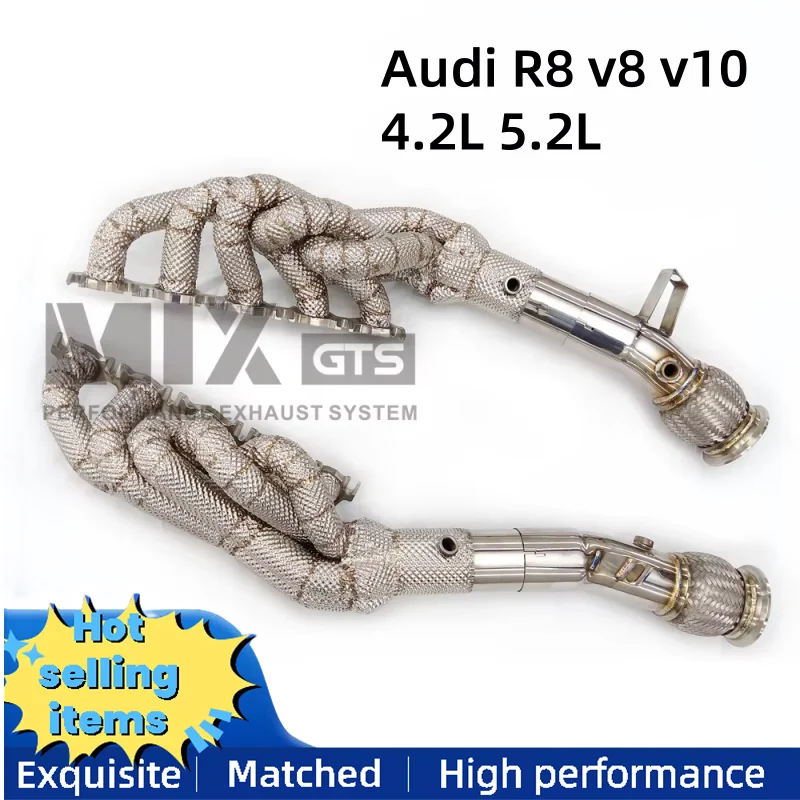 Stainless steel high flow exhaust manifold suitable for Audi R8 v8 v10, 4.2L 5.2L 2010 exhaust system downpipe