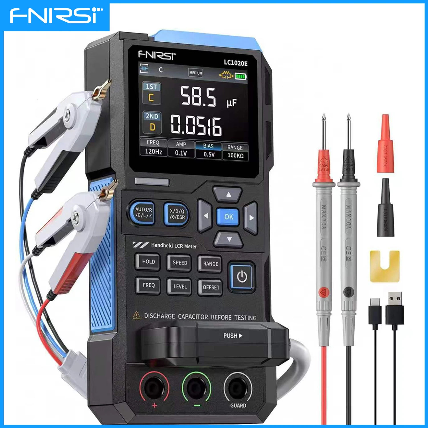 FNIRSI LC1020E LCR Meter High Precision Digital Bridge ESR Tester Auto L/C/R Measurement Electronic Component Measurement