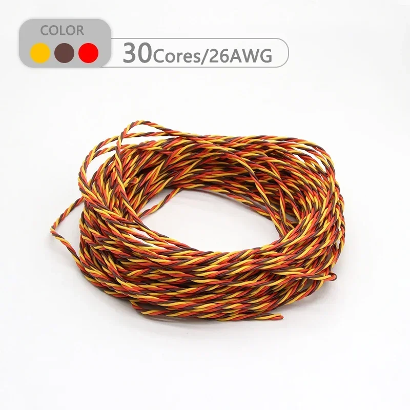 2/5/10m Twist Servo Extension Cable 3 Pin 22AWG 26awg 30/60 Core RC Airplane Accessories 3 Way JR Futaba Twisted Wire Lead