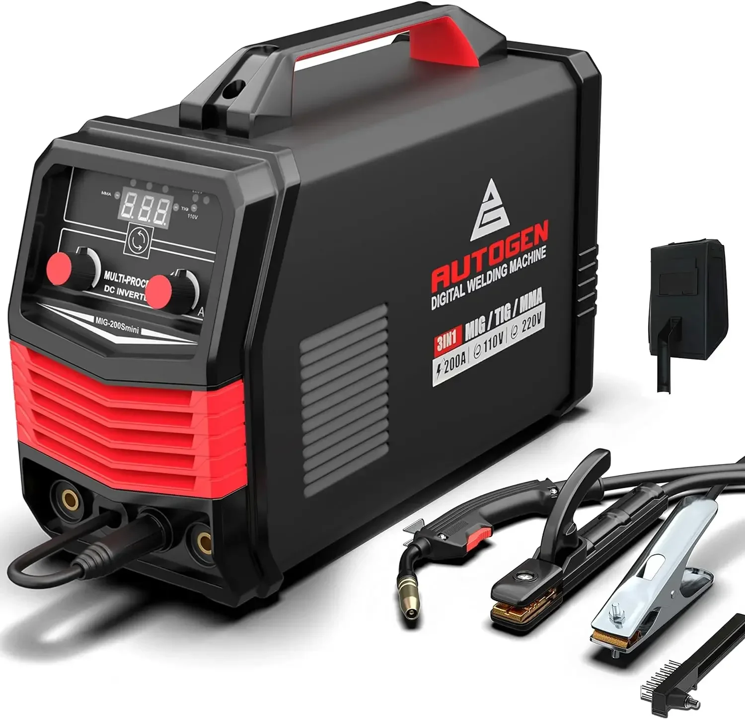 Máquina de solda MIG dupla tensão, soldador vara, gás de fluxo, Gasless, elevador, ARC, TIG, 110V, 220V, 200A, 4 em 1