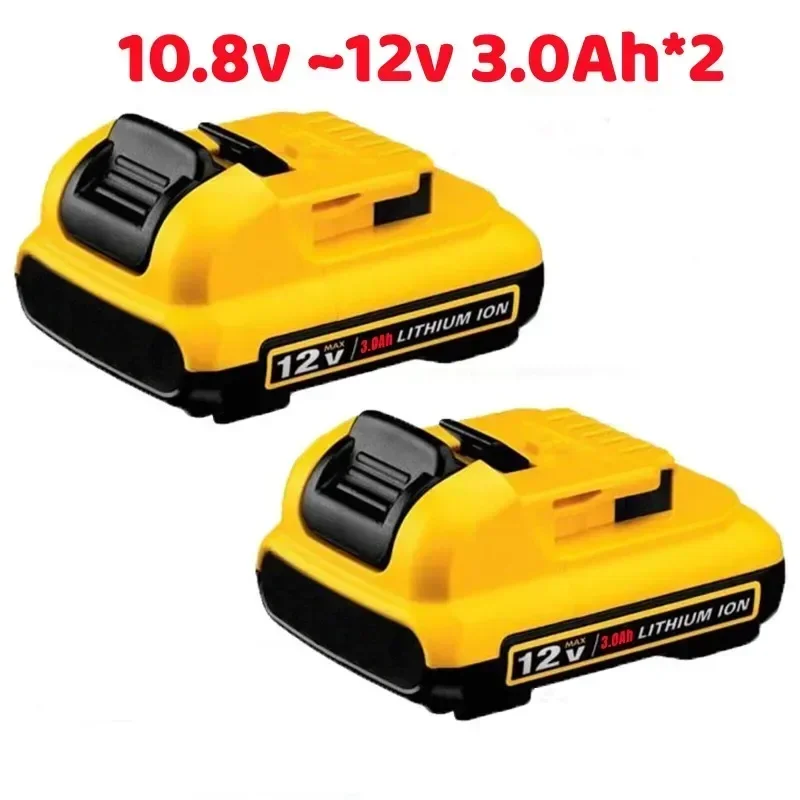 Batterie lithium-ion de remplacement pour DeWalt, 3000mAh, 10.8V, 12V MAX, DCB120, DCBree, DCB122, DCB127, DCB124, DCB121, 2 paquets