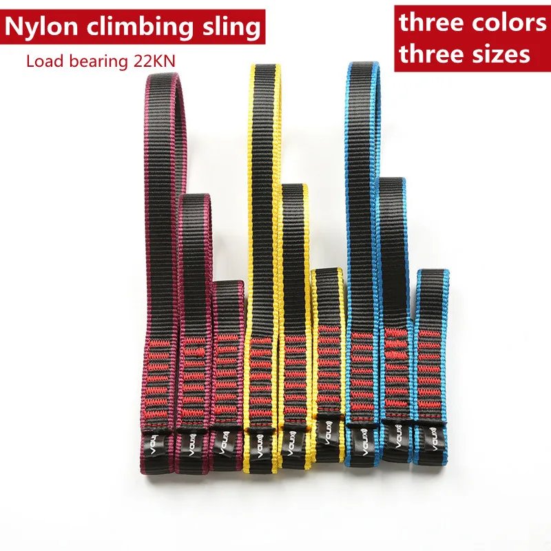 22KN Rock Climbing Quick Draw Nylon Open Sling Mountaineering Carabiner Hardware Webbing Strap Lanyard Rope
