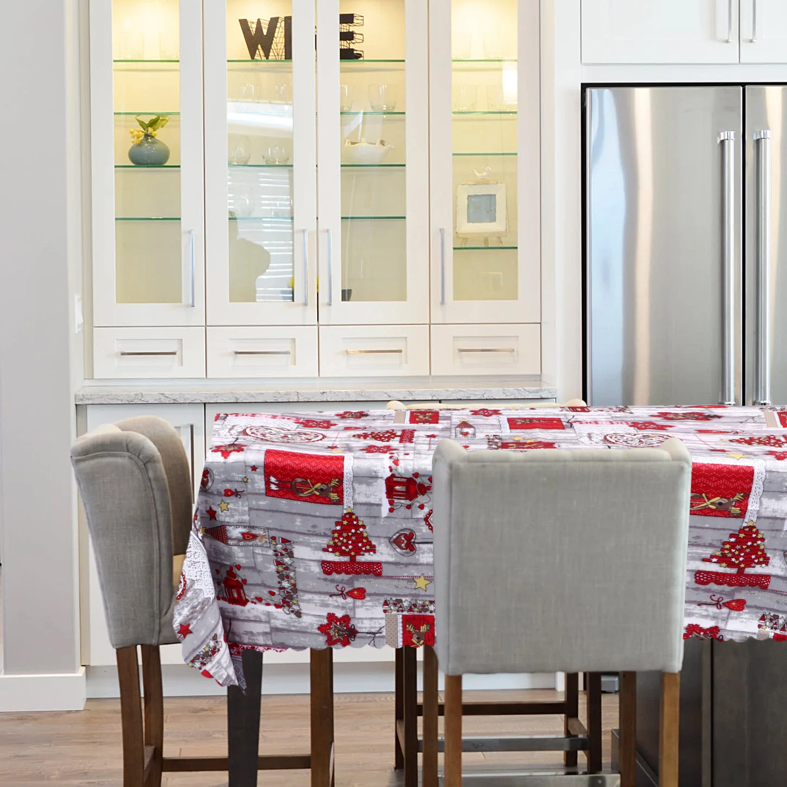 

Tablecloth Xmas Dinner Cover Christmas Decoration Decorative Red Themed Party Supplies