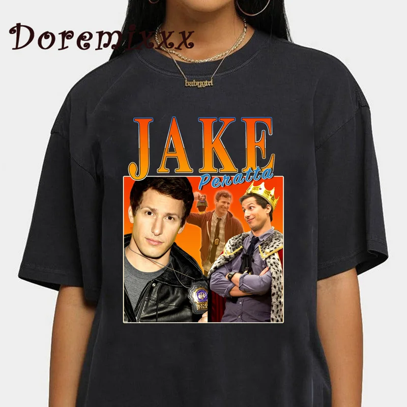 

100%Cotton T-shirt Jake Peralta Brooklyn 99 Andy Samberg 90S T-Shirt Mens Shirts Cotton Tee Shirts Hip Hop Unisex Oversized Tops