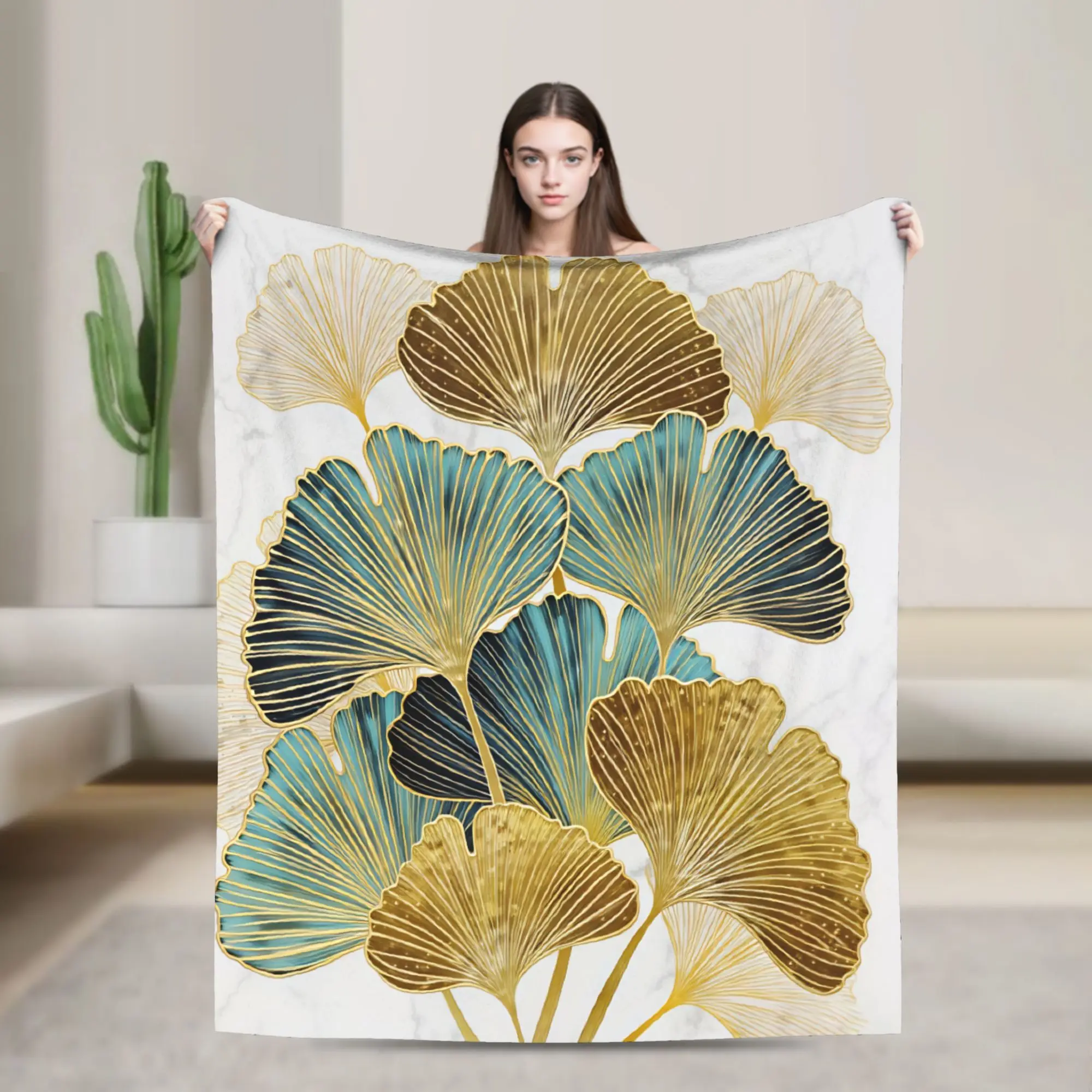 Ginkgo Leaves Blanket Winter  Super Soft Throw Blanket For Girl Sofa Home Flannel Bedspread Bed Cover
