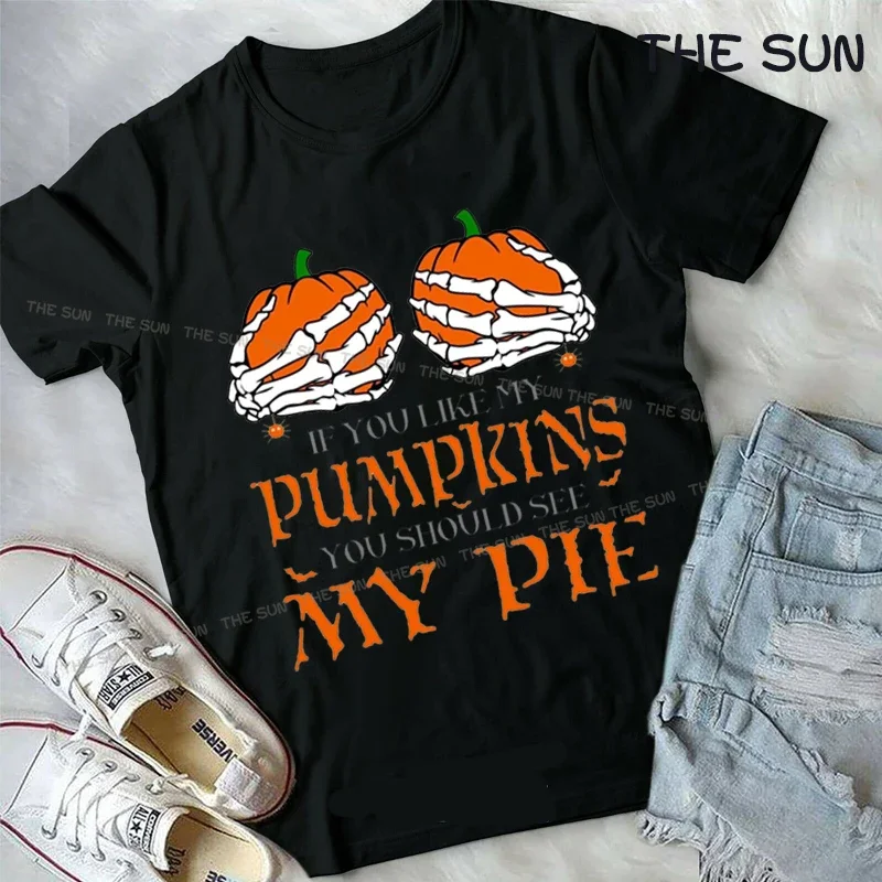 

Women Pumpkin Printing Shirt Harajuku Casual T-Shirt Street Fashion Short Sleeve Clothing Streetwear Men's Hip Hop Cotton