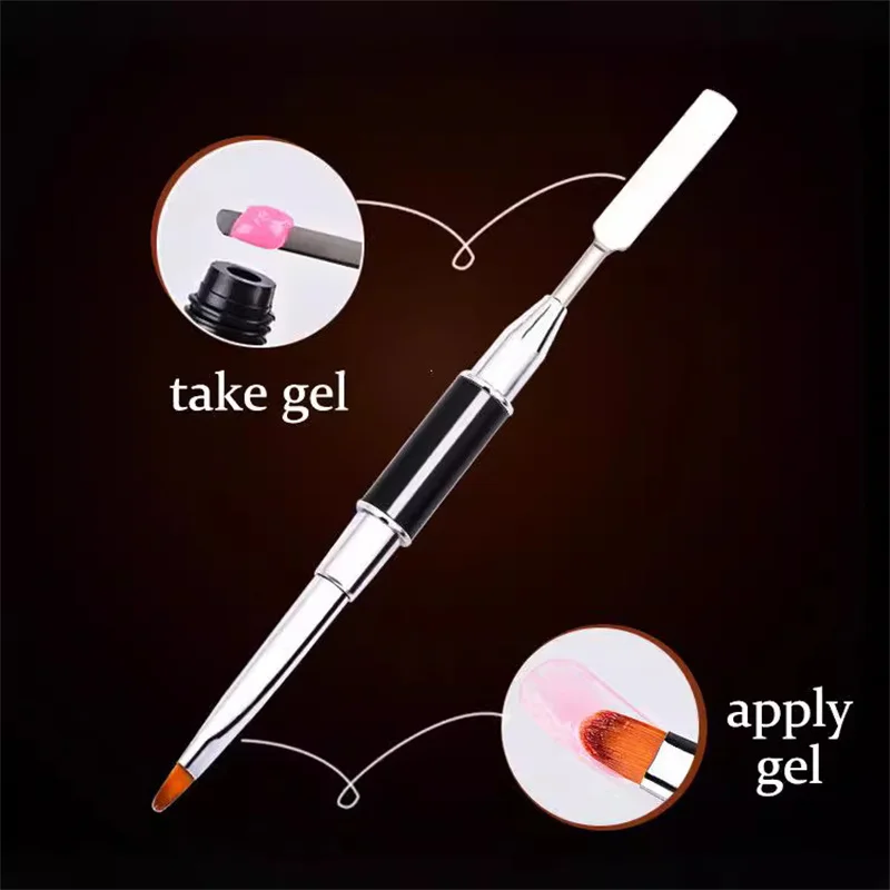 1 قطعة فرش الأظافر هلام البولندية العلاج بالضوء القلم المزدوج رئيس UV الغراء القلم مسمار الفن اللوحة رسم فرشاة مانيكير الأظافر اكسسوارات # 1