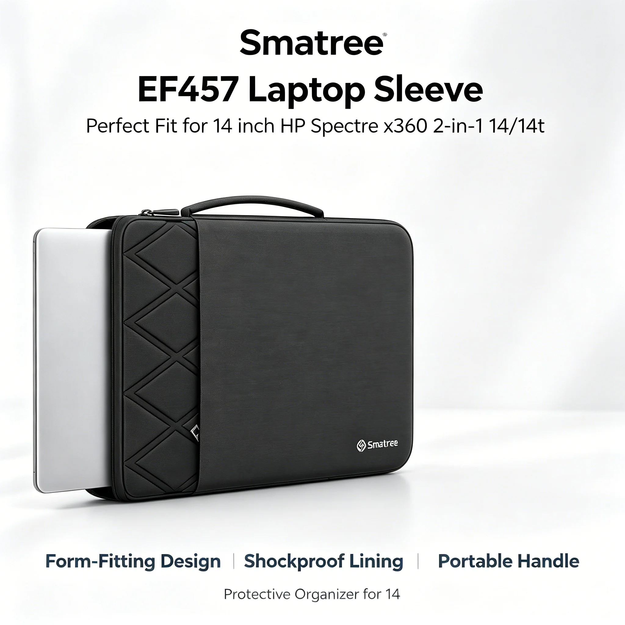 EF457 Shockproof Laptop Sleeve, Protective 14-inch Computer Case with Portable Handle for HP Spectre x360, for MacBook Pro 14